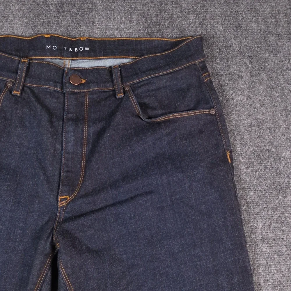 Mott & Bow Crosby Slim Jeans Mens 36x32 Dark Indigo Blue Straight Leg Denim